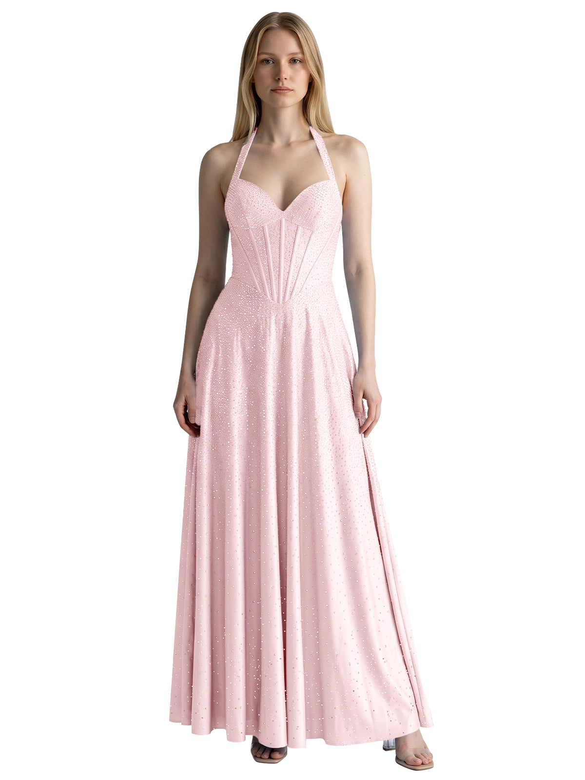 Halter Beaded Prom Dress 