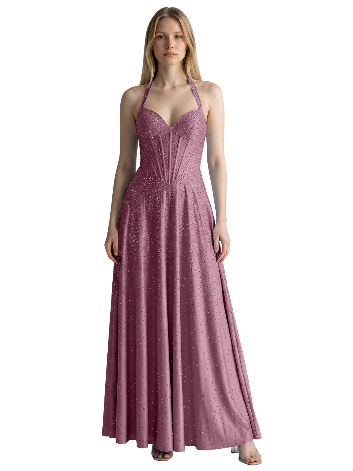 Halter Beaded Prom Dress 