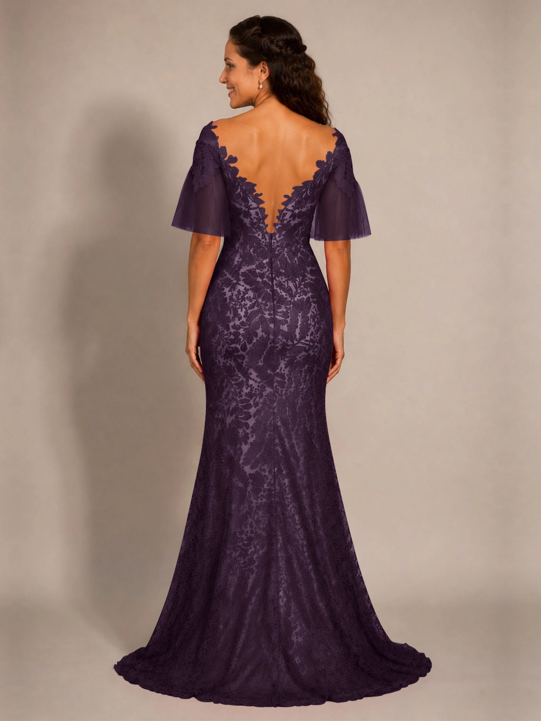 Mermaid Mother of the Bride Dress with V-neck 