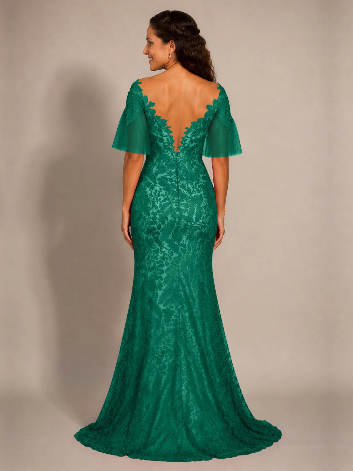 Mermaid Mother of the Bride Dress with V-neck 