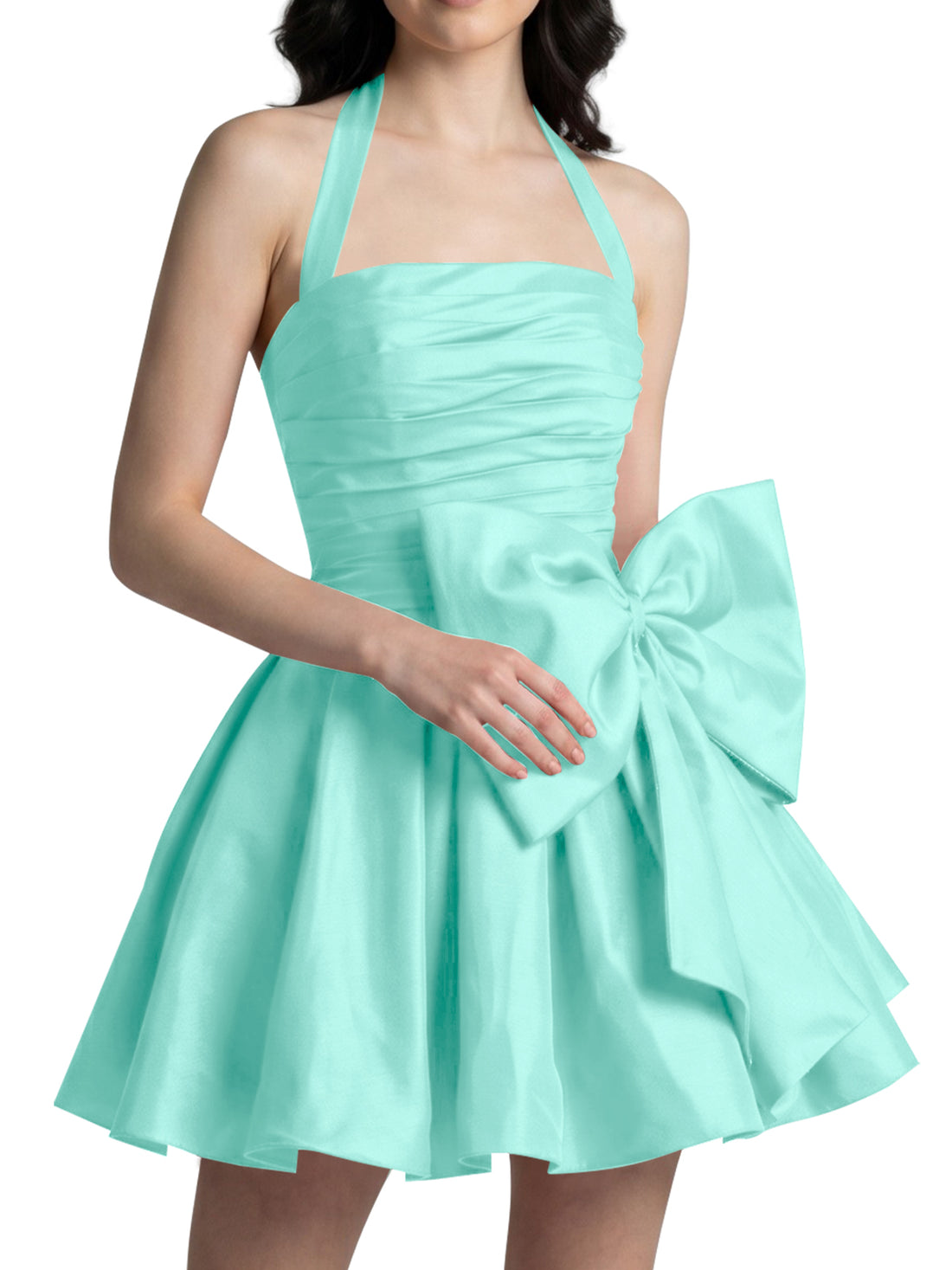 Halter Oversized Bow Mini Dress 