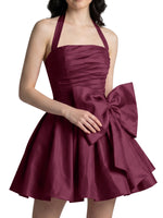 Halter Oversized Bow Mini Dress 