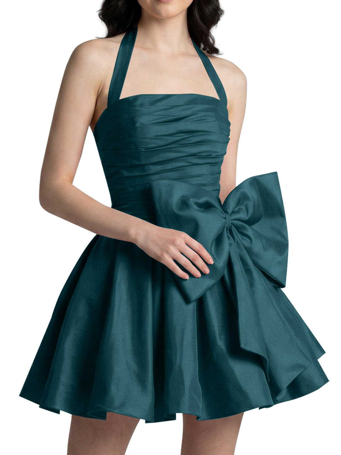Halter Oversized Bow Mini Dress 