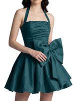 Halter Oversized Bow Mini Dress 