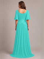 Cowl Neck Mother of the Bride Dress with Applique 