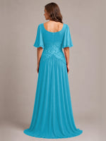 Cowl Neck Mother of the Bride Dress with Applique 