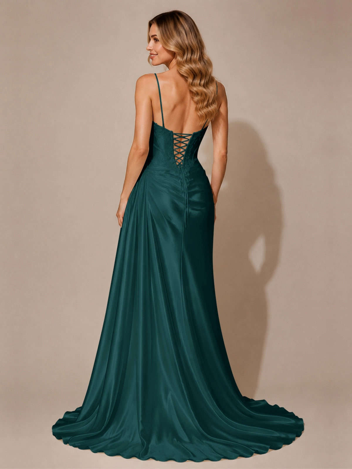 Silk-like Prom Dress with Appliques