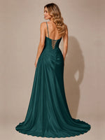 Silk-like Prom Dress with Appliques