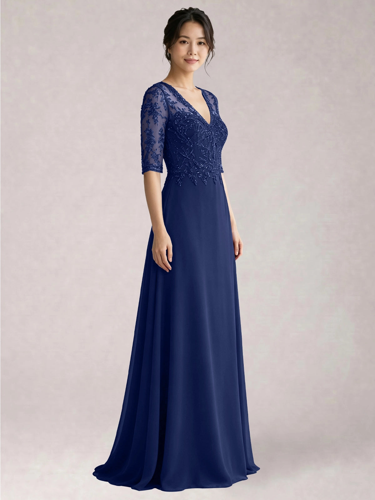 Lace Mother of the Bride Dress with Half Sleeves