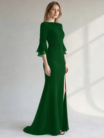 Chiffon Mother of the Bride Dress with 3/4 Sleeves