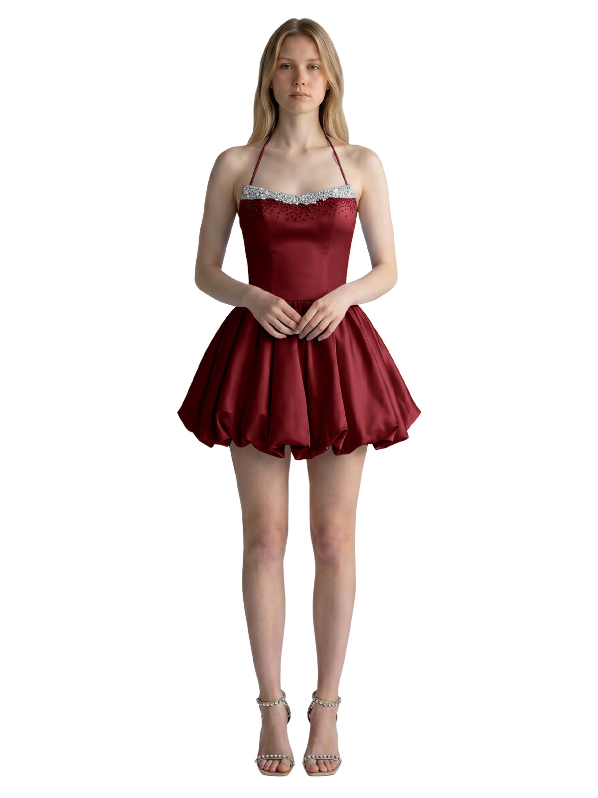 Beading Bubble Hem Mini Dress 