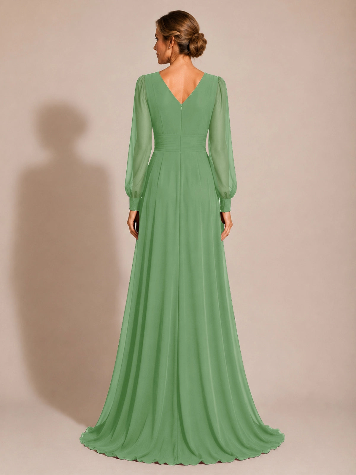 Chiffon Mother of the Bride Dress with Long Sleeves 