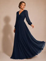 Chiffon Mother of the Bride Dress with Long Sleeves 