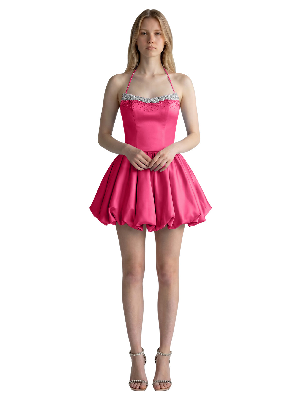 Beading Bubble Hem Mini Dress 