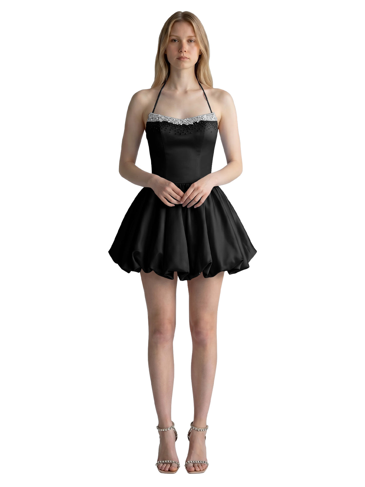 Beading Bubble Hem Mini Dress 