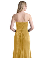Velvet Prom Dress with Beaded Applique 