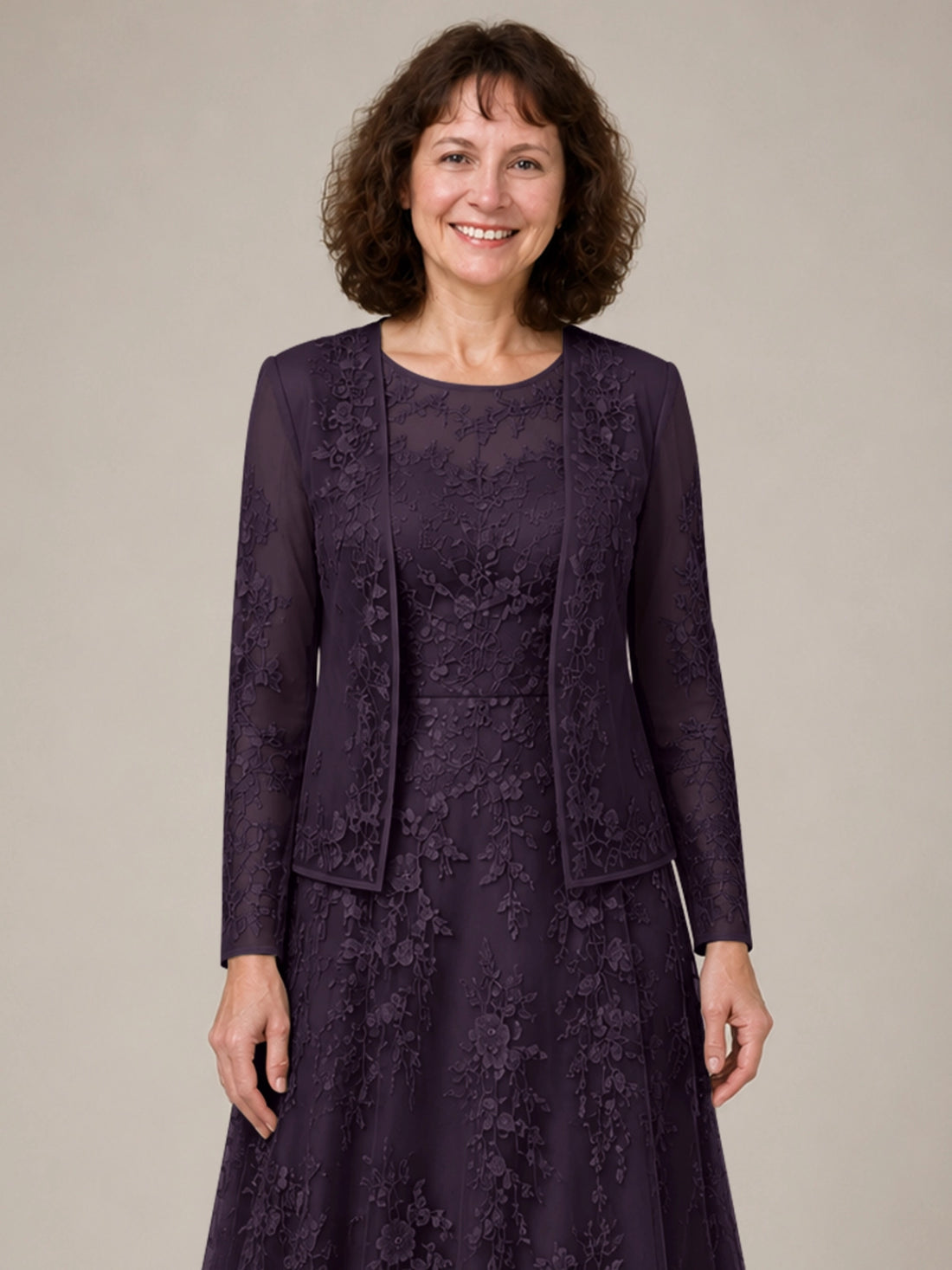 A-line Mother of the Bride Dress with Lace 