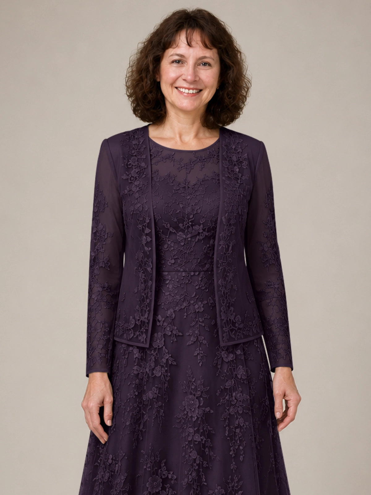 A-line Mother of the Bride Dress with Lace 