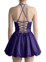 Beading Bubble Hem Mini Dress 