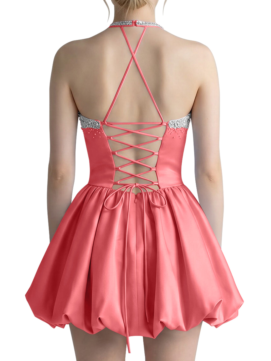 Beading Bubble Hem Mini Dress 