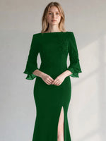 Chiffon Mother of the Bride Dress with 3/4 Sleeves
