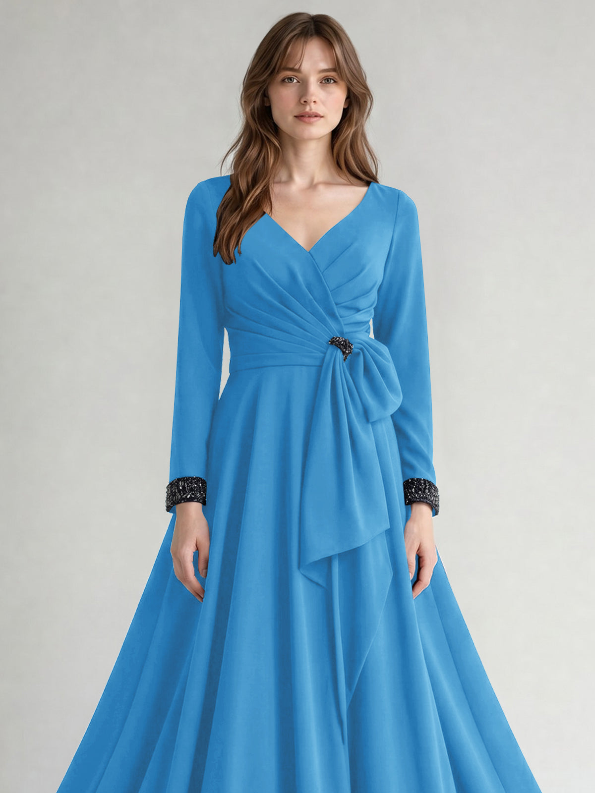 Stretch Satin Mother of the Bride Dress with Crystal