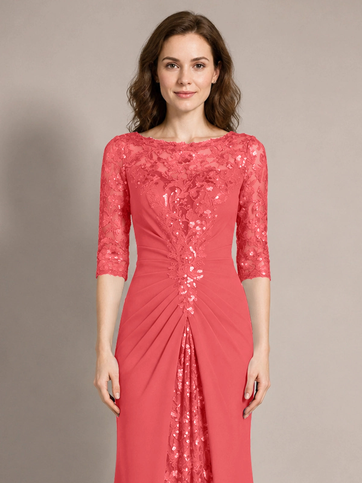 Lace Mother of the Bride Dress with Applique 