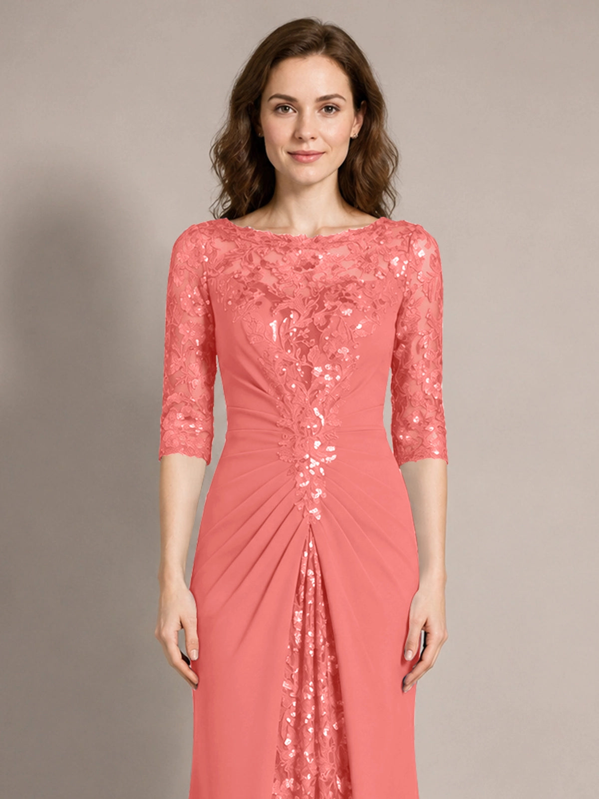 Lace Mother of the Bride Dress with Applique 