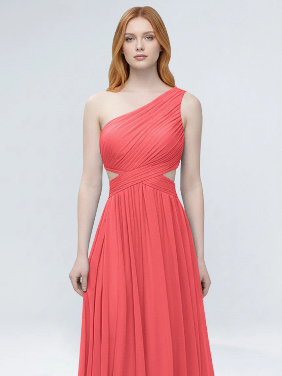One-Shoulder Side Cut-Out Bridesmaid Dress 