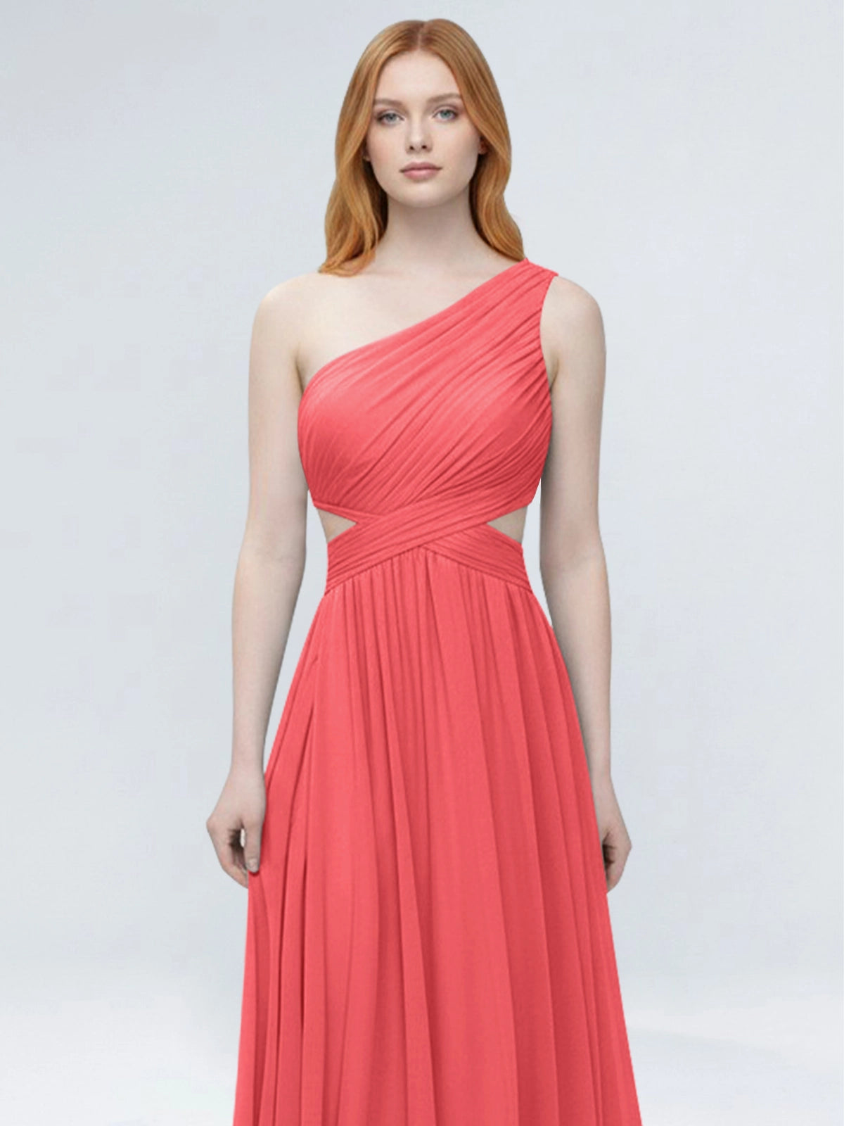 One-Shoulder Side Cut-Out Bridesmaid Dress 