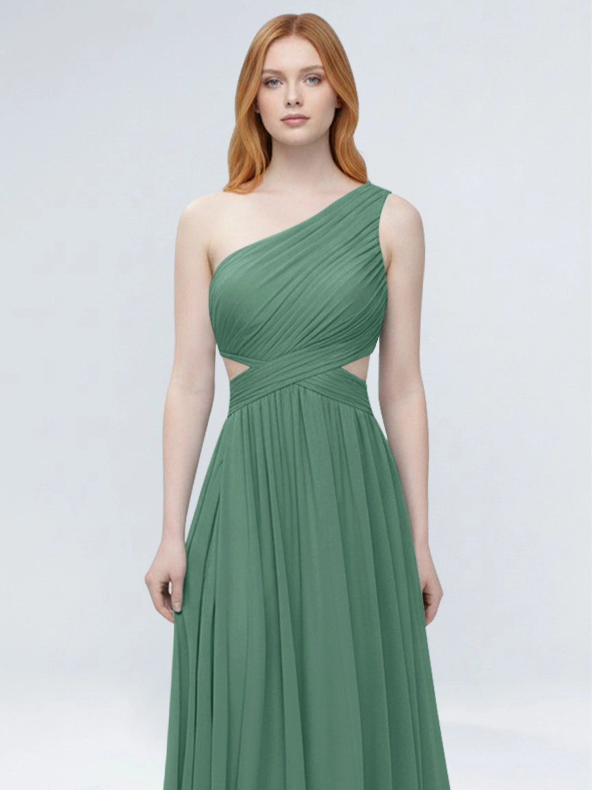 One-Shoulder Side Cut-Out Bridesmaid Dress 