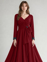 Stretch Satin Mother of the Bride Dress with Crystal