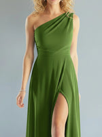 One-Shoulder Bridesmaid Dress with Slit