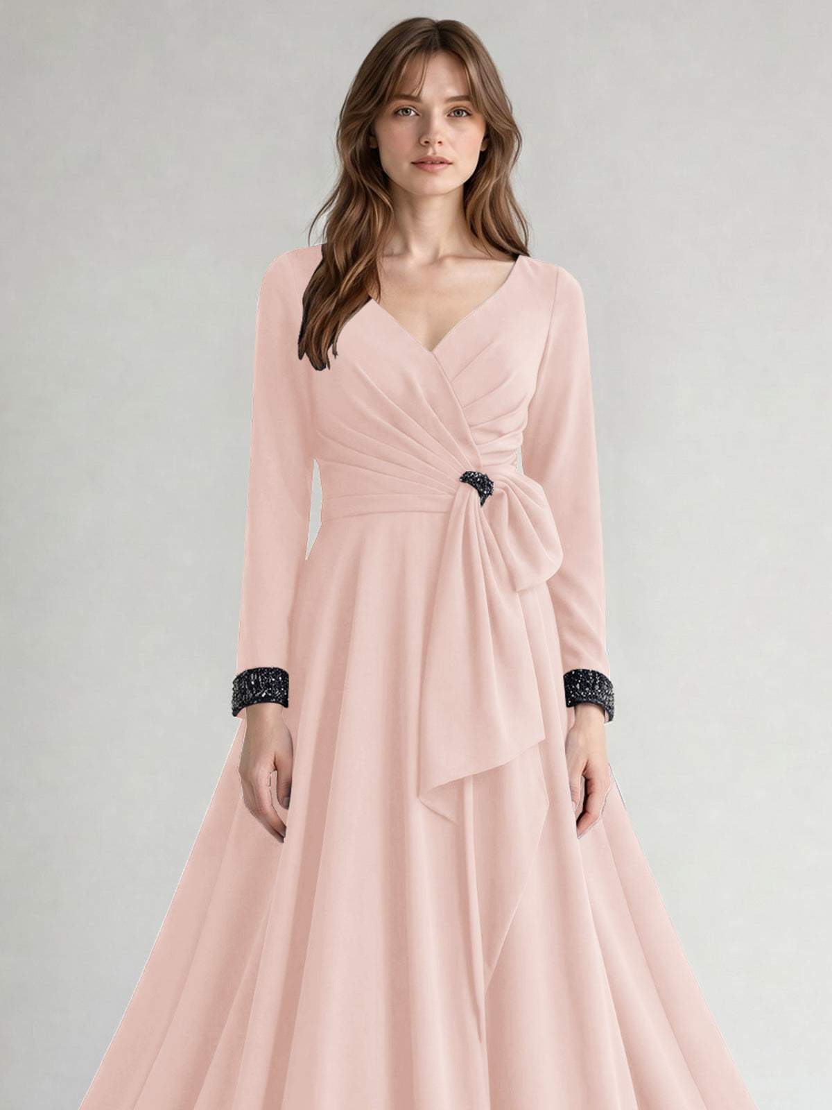 Stretch Satin Mother of the Bride Dress with Crystal