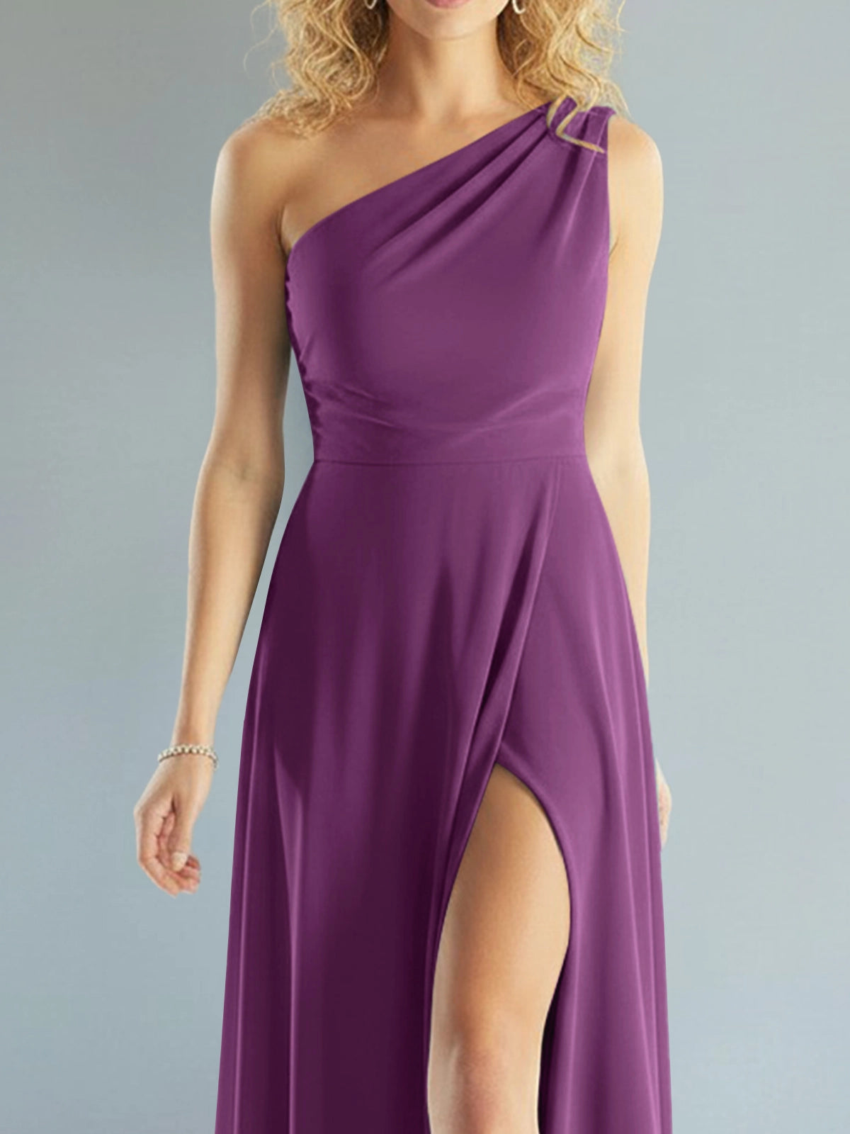 One-Shoulder Bridesmaid Dress with Slit