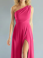 One-Shoulder Bridesmaid Dress with Slit