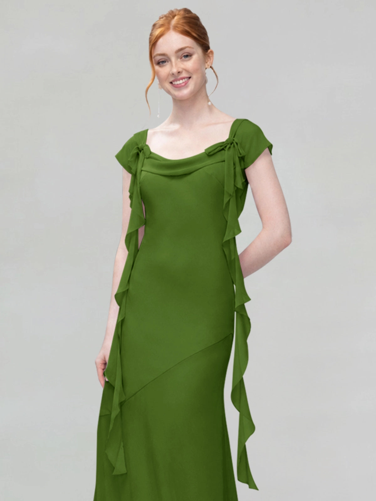 Flowy Ruffle Sheath Bridesmaid Dress 