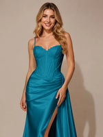 Silk-like Prom Dress with Appliques