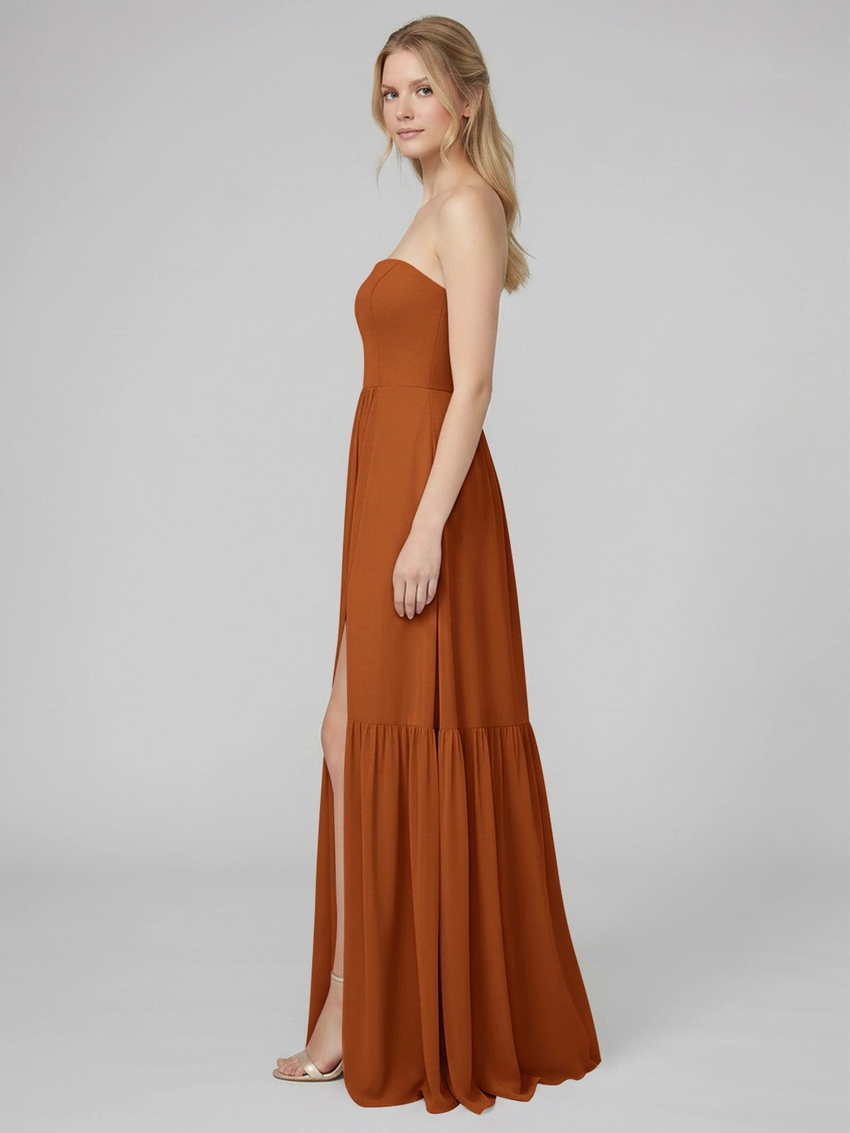 Strapless Bridesmaid Dress with Slit 