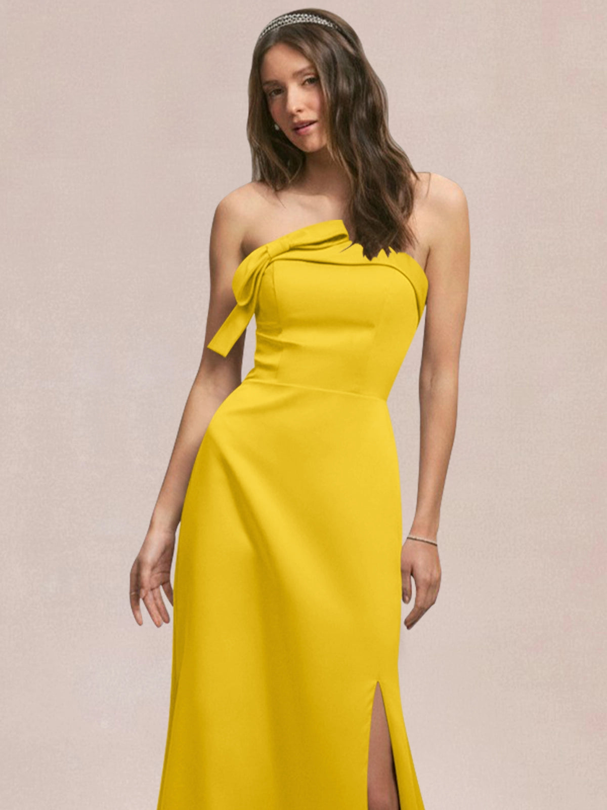 Satin Bow Accent Bridesmaid Dress 