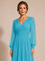 Chiffon Mother of the Bride Dress with Long Sleeves 