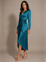 Silk-like Mother of the Bride Dress with Self-Tie Sash 