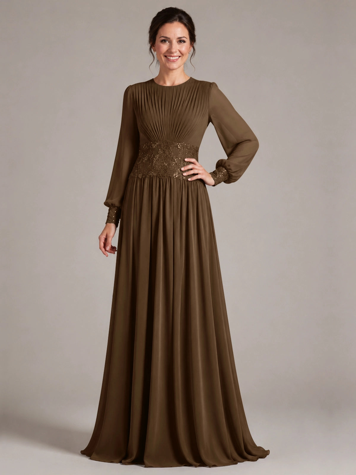 Chiffon Mother of the Bride Dress with Jewel Neckline 