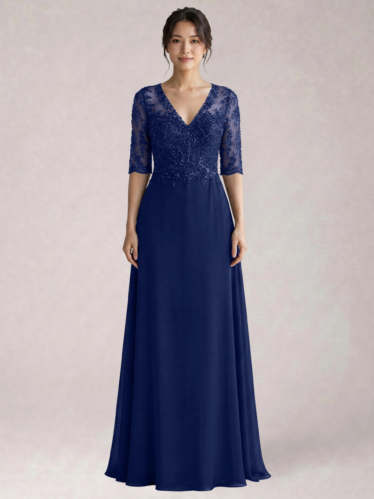 Lace Mother of the Bride Dress with Half Sleeves