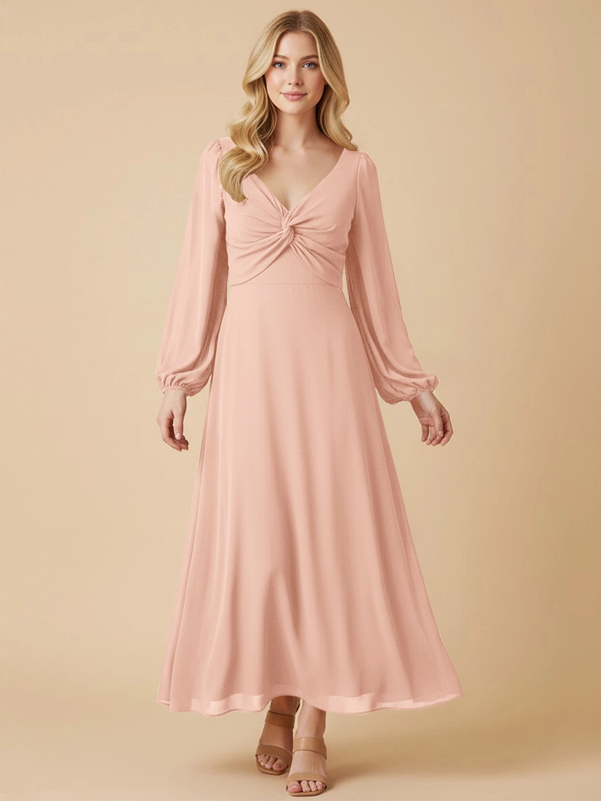 A-line Bridesmaid Dress with Long Sleeves 