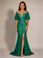 Mermaid Mother of the Bride Dress with V-neck 