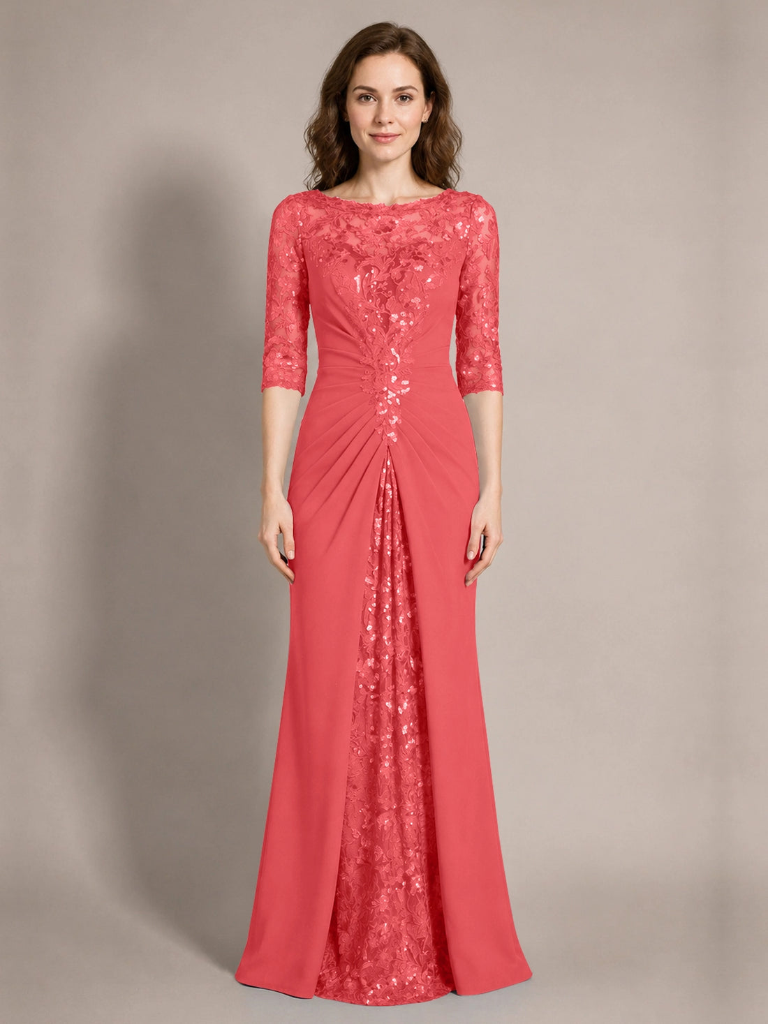 Lace Mother of the Bride Dress with Applique 