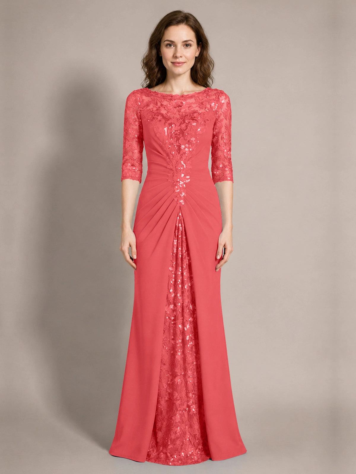 Lace Mother of the Bride Dress with Applique 