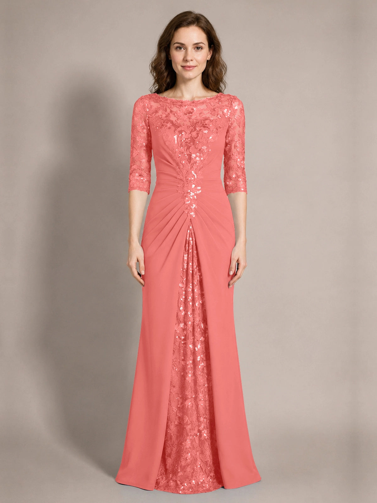 Lace Mother of the Bride Dress with Applique 