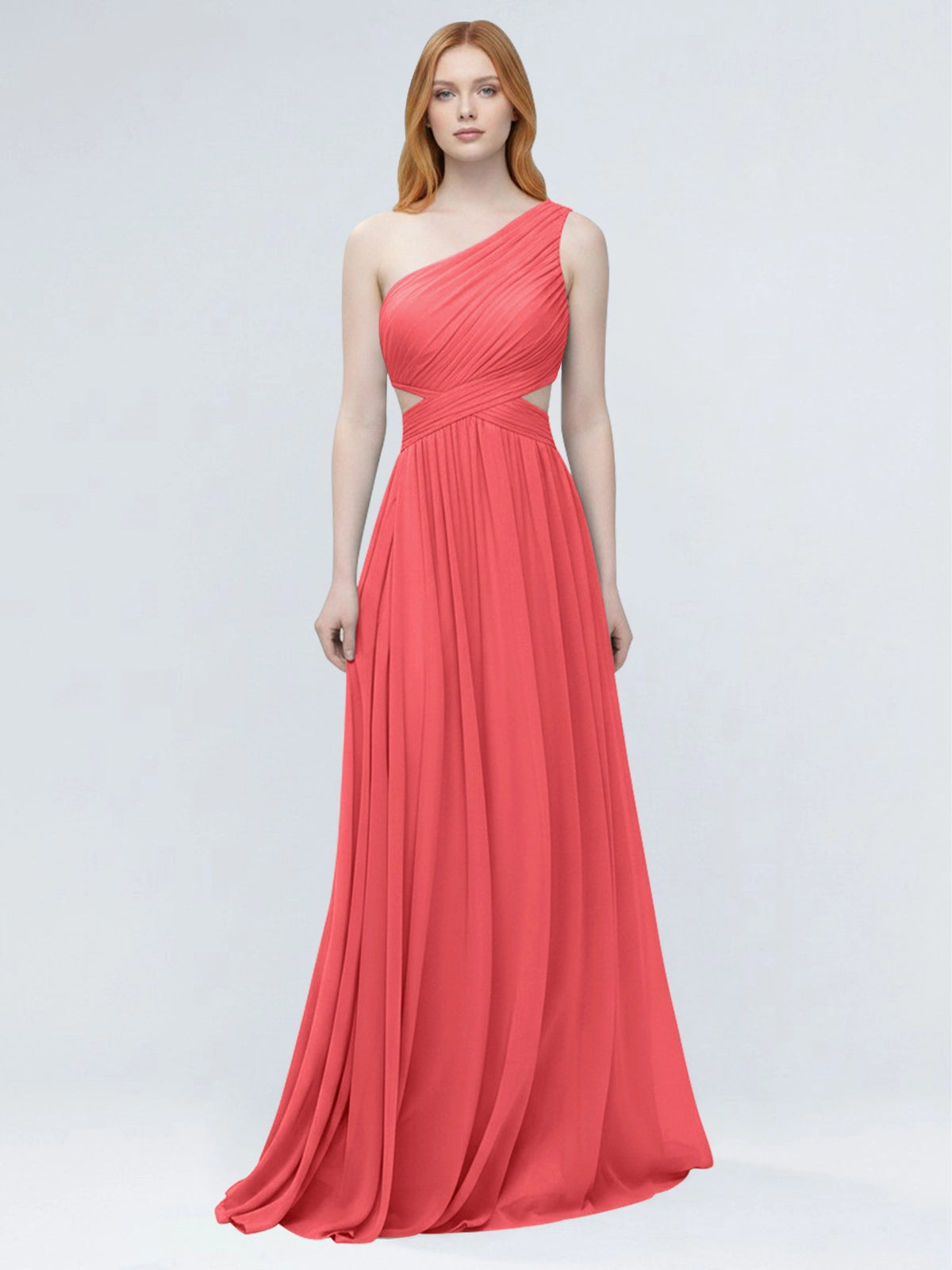One-Shoulder Side Cut-Out Bridesmaid Dress 